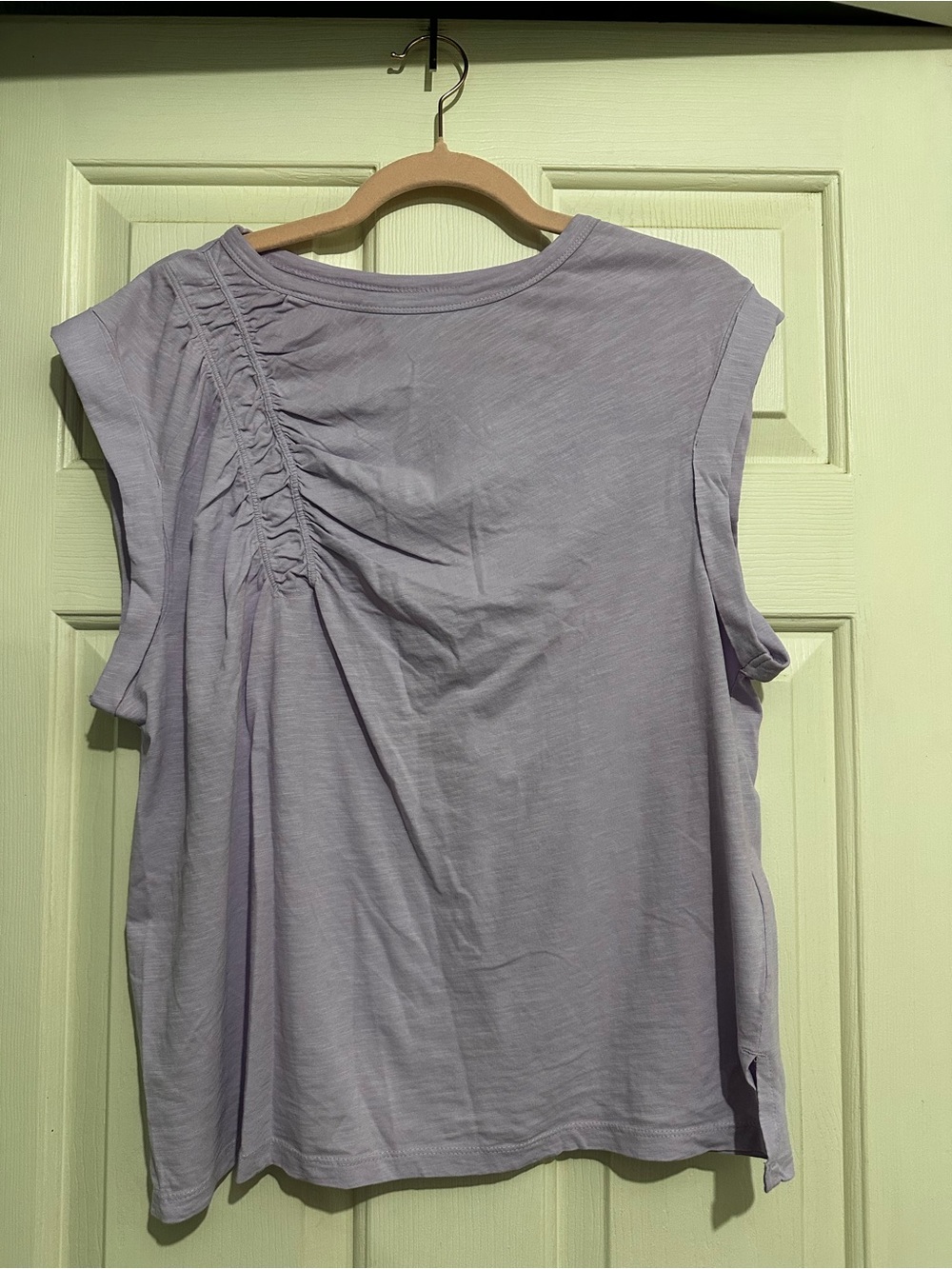 Pilcro Lavender Ruched Shoulder Tank Top